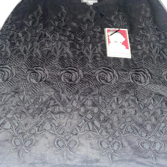 NWT YOANA BARASCHI Black Linen Eyelet Floral A Line Skirt Women Sz 4 New - Picture 2 of 9